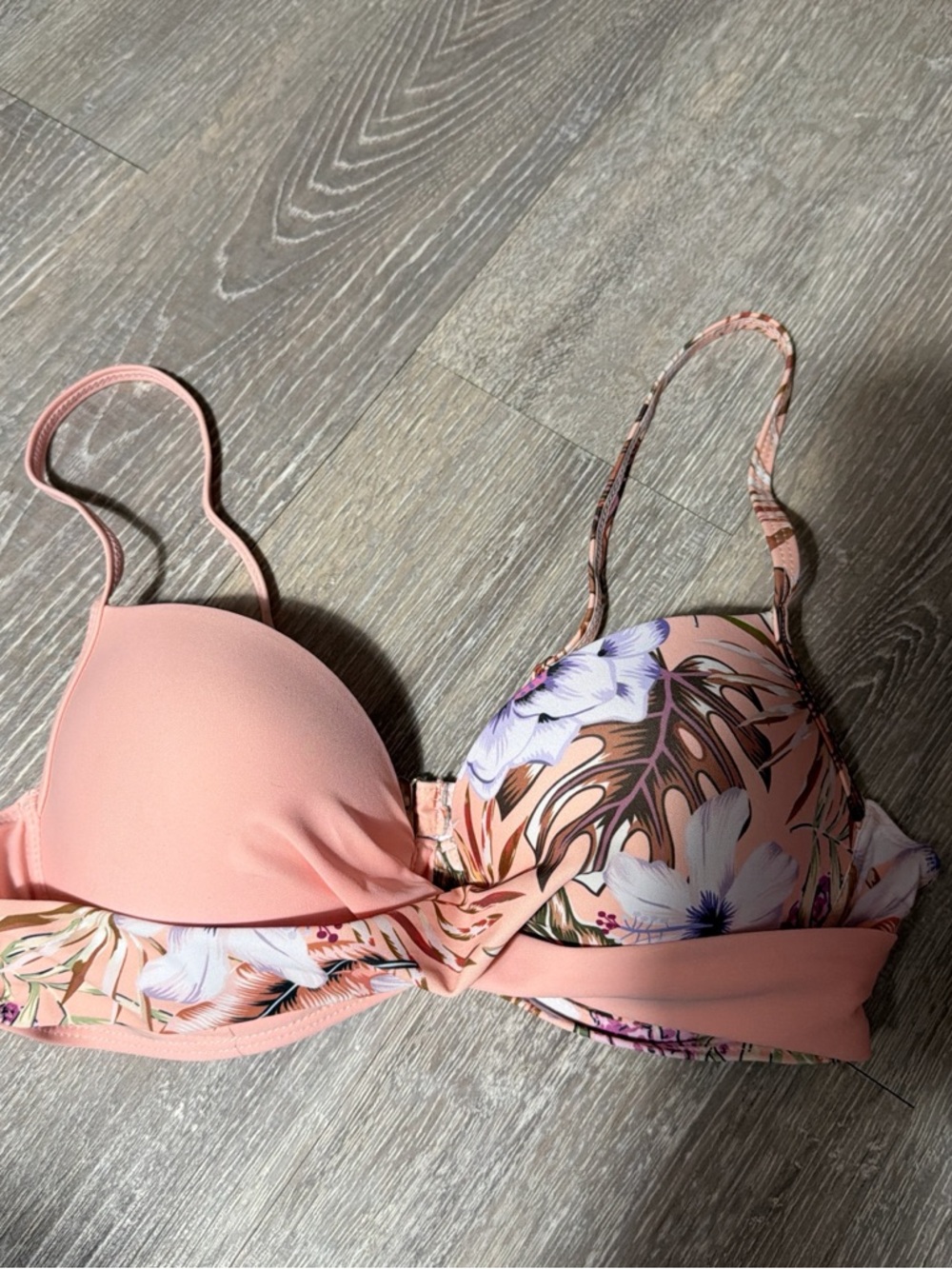 Peach Floral Underwire Bikini Top - Women Swim Bikinis